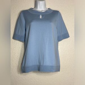 Pendleton Light Blue Silk Cotton Blend keyhole Sweater Size Small‎